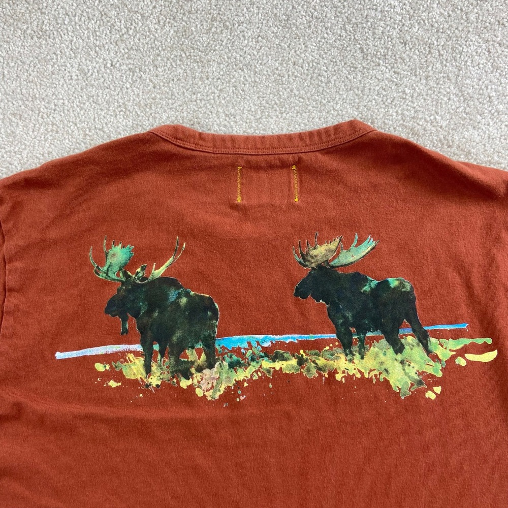 LL Bean x Todd Snyder T-Shirt Mens Medium Orange Moose Graphic Tee 512274